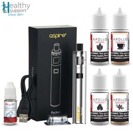 電子タバコ リキッド - ペンタイプ型 Aspire PockeX お得セット ニコチン入りリキッド4本付【送料無料】